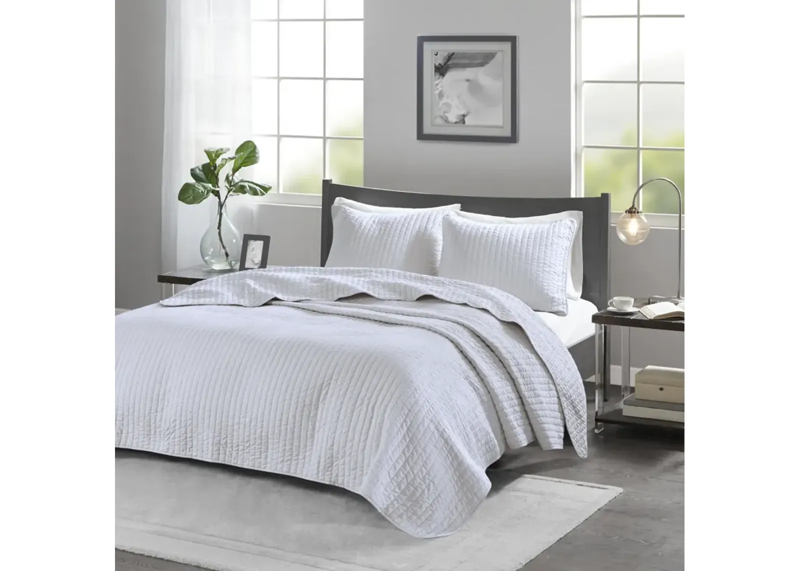 Madison Park Keaton White 3 Piece Quilt Set