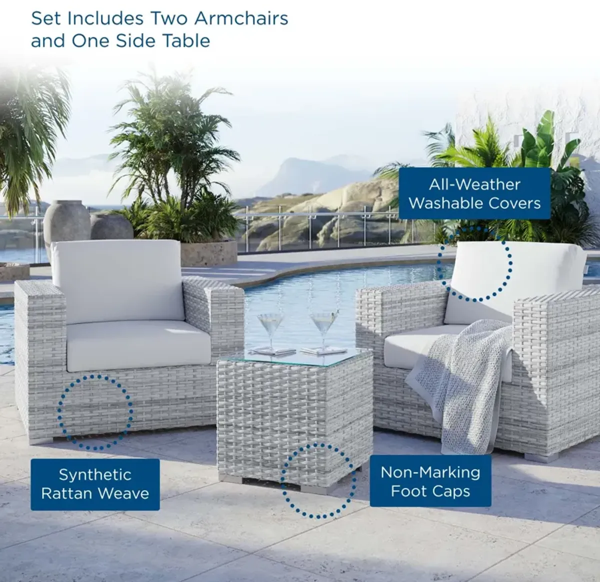 Convene 3-Piece Outdoor Patio Set