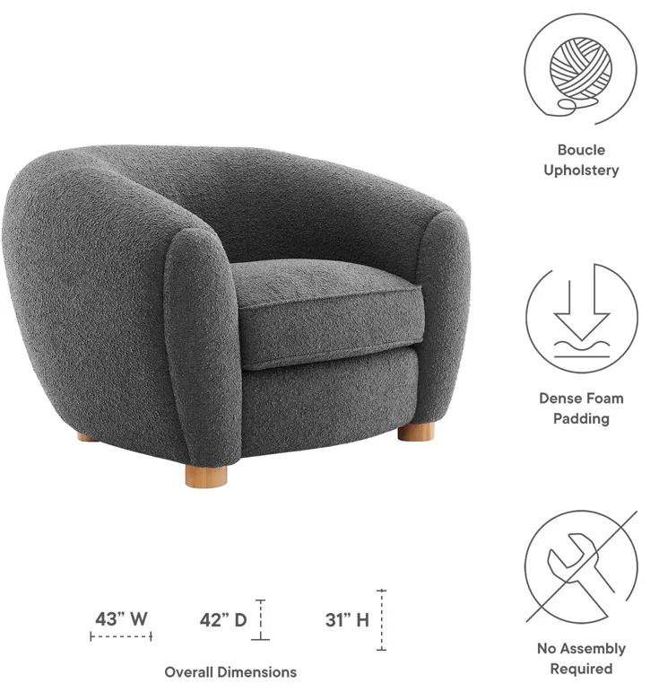 Abundant Boucle Upholstered Fabric Armchair