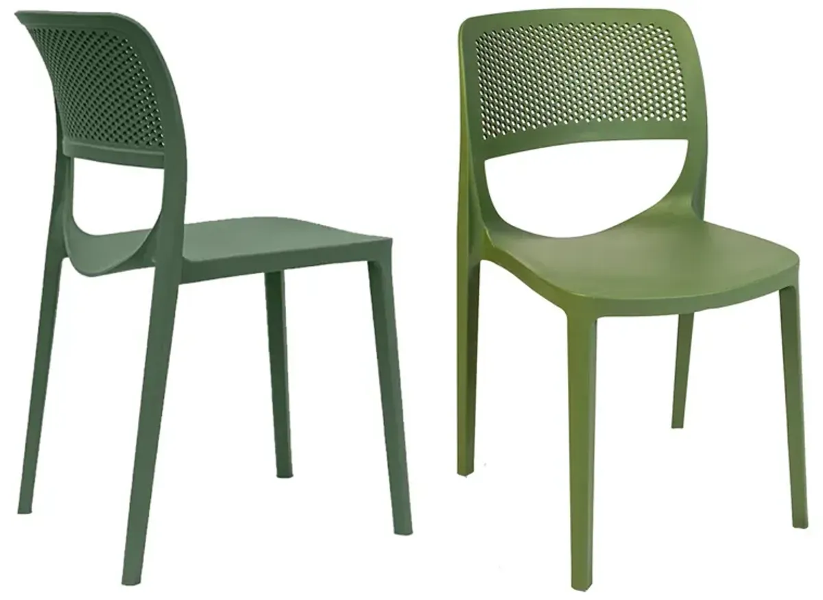 Mila Set of 4 Stackable Side Chair-Green