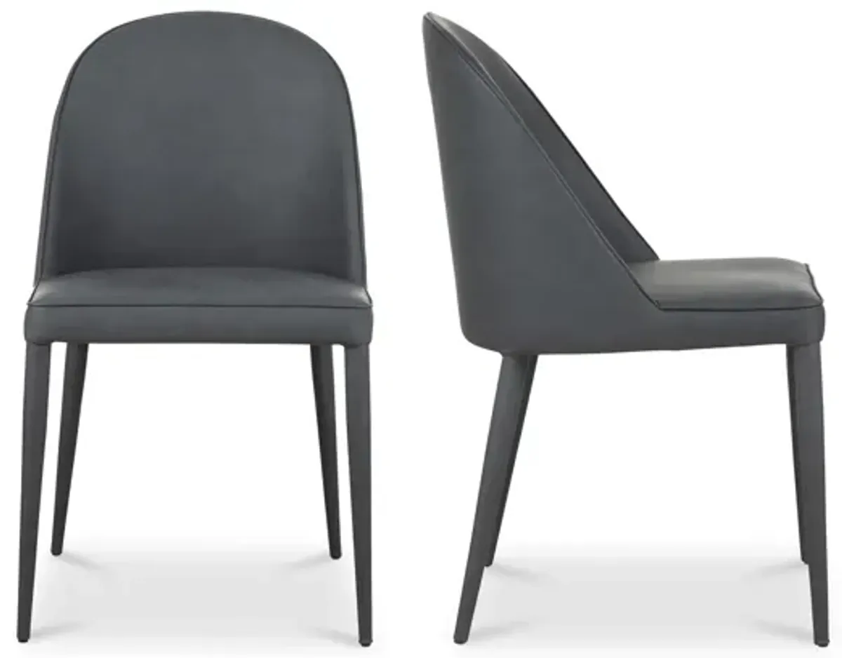 BURTON DINING CHAIR BLACK FADE VEGAN LEATHER-SET OF TWO