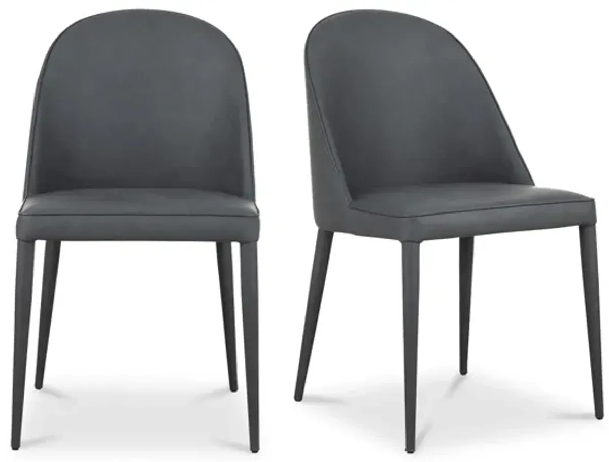 BURTON DINING CHAIR BLACK FADE VEGAN LEATHER-SET OF TWO