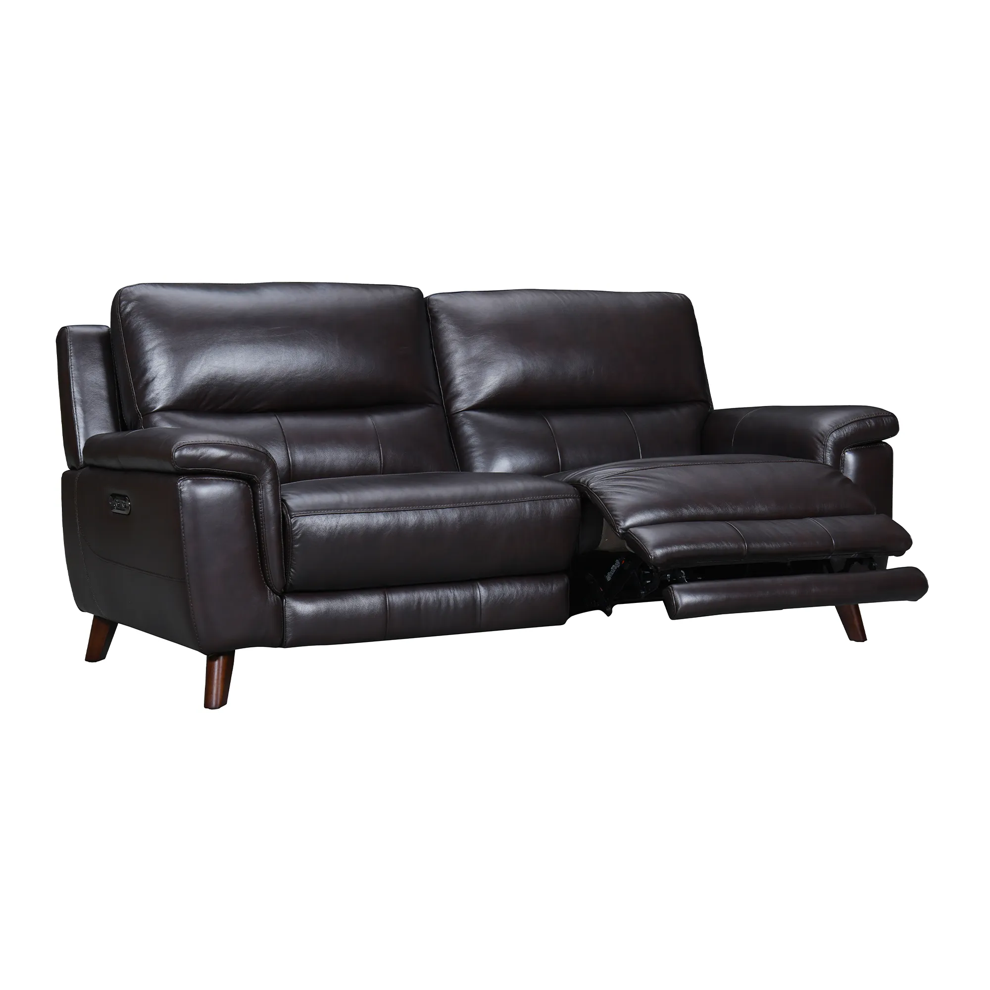 Lizette 78" Brown Leather Power Recliner Sofa with USB