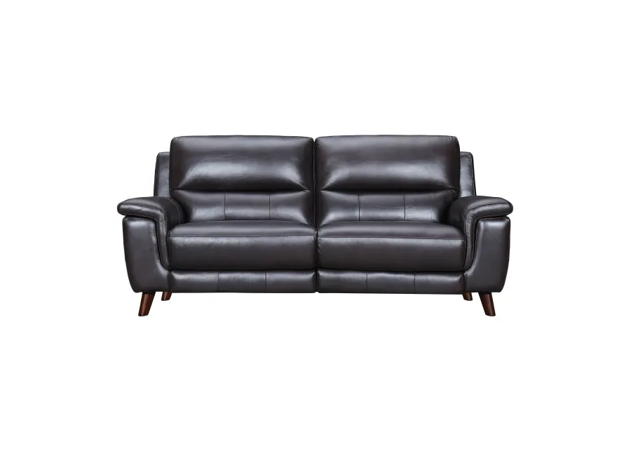 Lizette 78" Brown Leather Power Recliner Sofa with USB