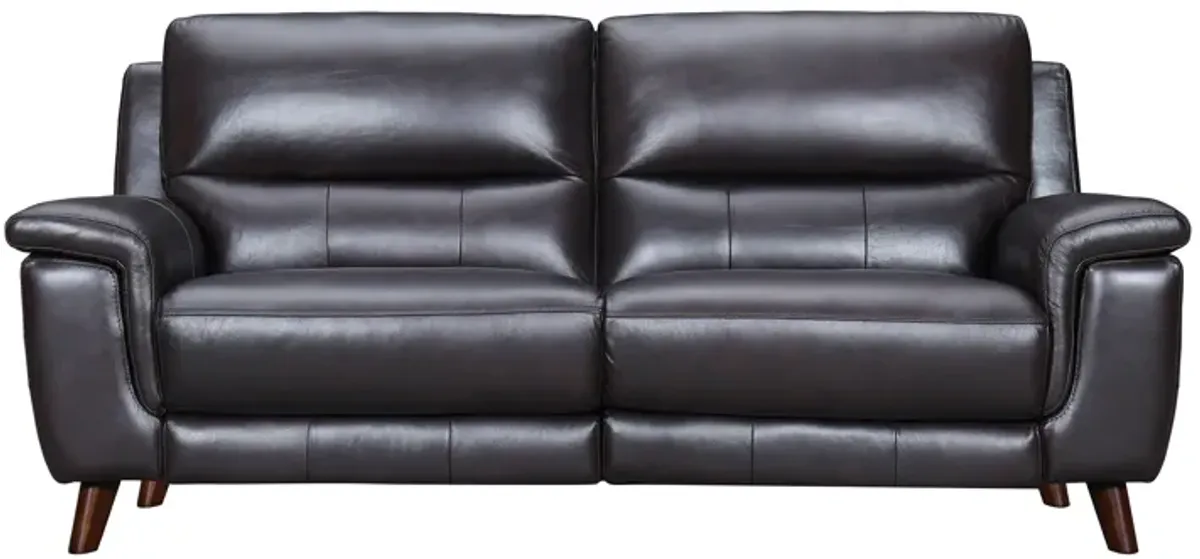 Lizette 78" Brown Leather Power Recliner Sofa with USB