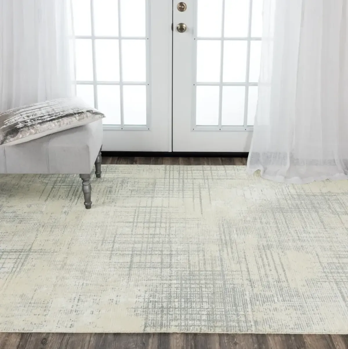 Couture Beige/Gray Abstract NZ Wool/Tencel Blend 2' x 3'  Rectangle Rug