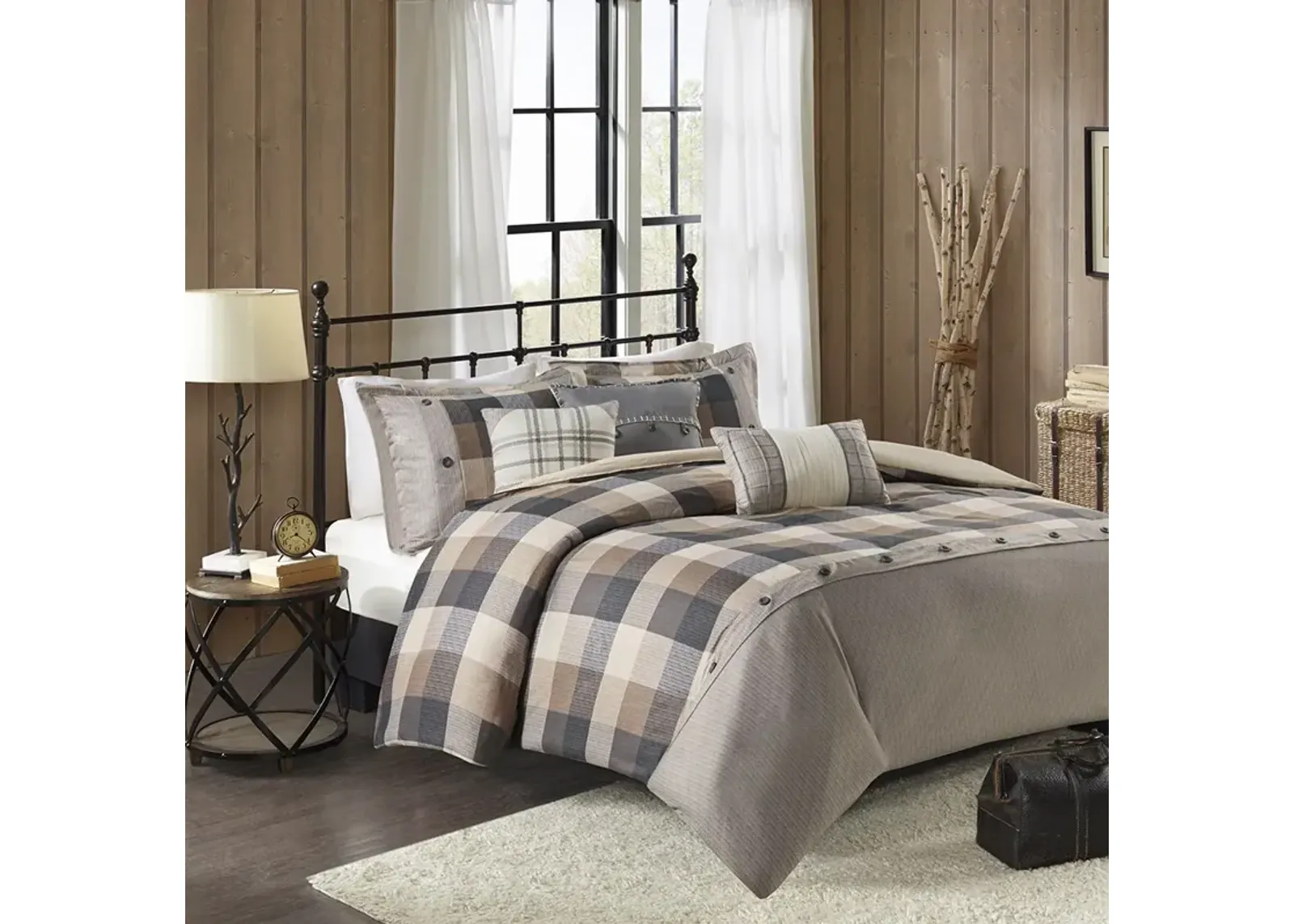 Madison Park Ridge Neutral 6 Piece Herringbone Duvet Cover Set