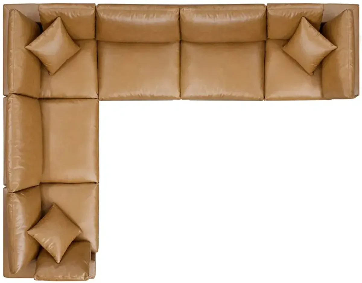 Commix Down Filled Overstuffed Vegan Leather 6-Piece Sectional Sofa