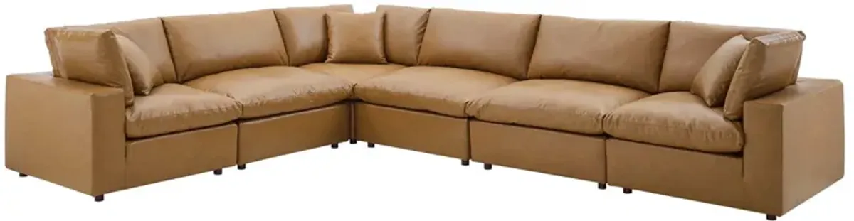 Commix Down Filled Overstuffed Vegan Leather 6-Piece Sectional Sofa