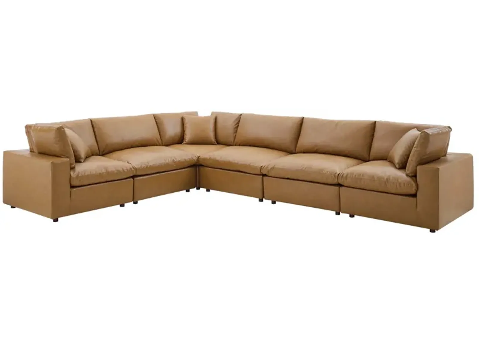 Commix Down Filled Overstuffed Vegan Leather 6-Piece Sectional Sofa