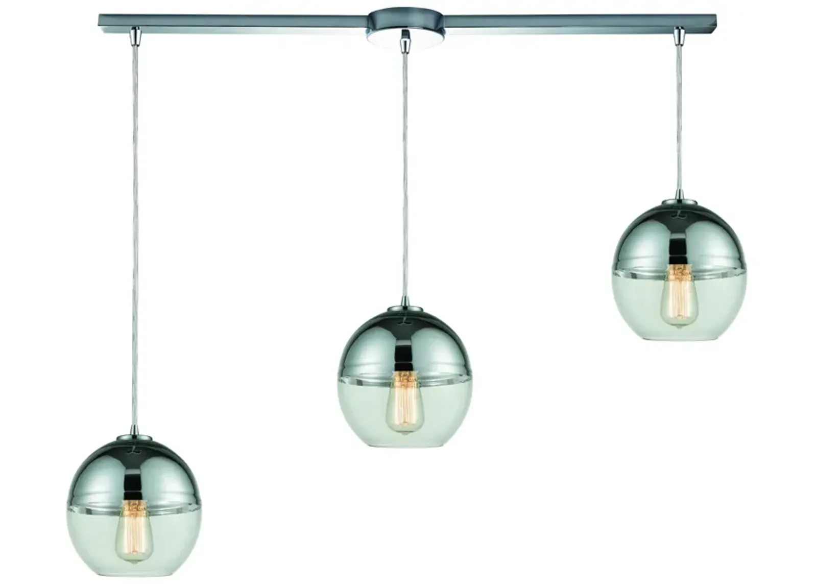 Revelo 38" Wide 3-Light Mini Pendant - Polished Chrome