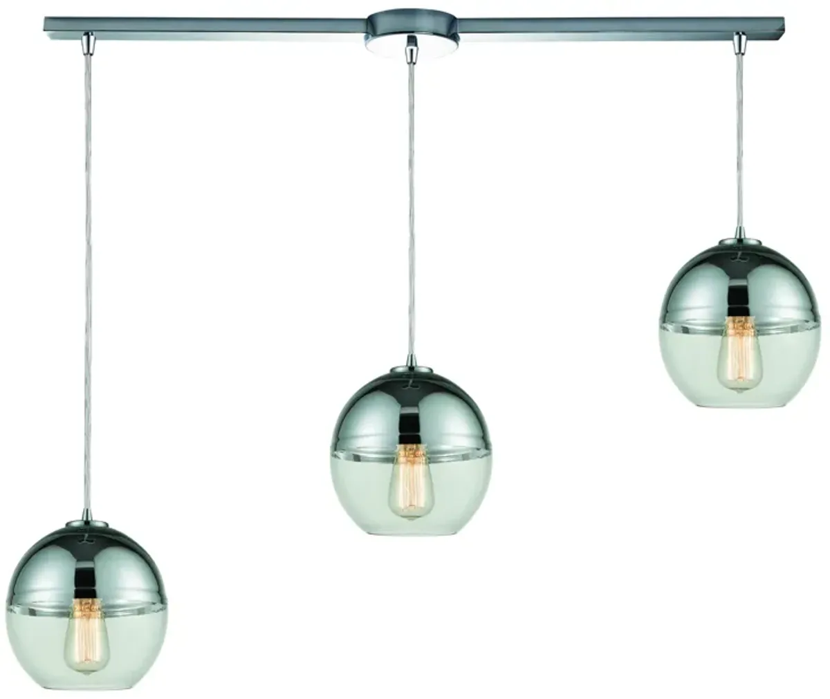 Revelo 38" Wide 3-Light Mini Pendant - Polished Chrome