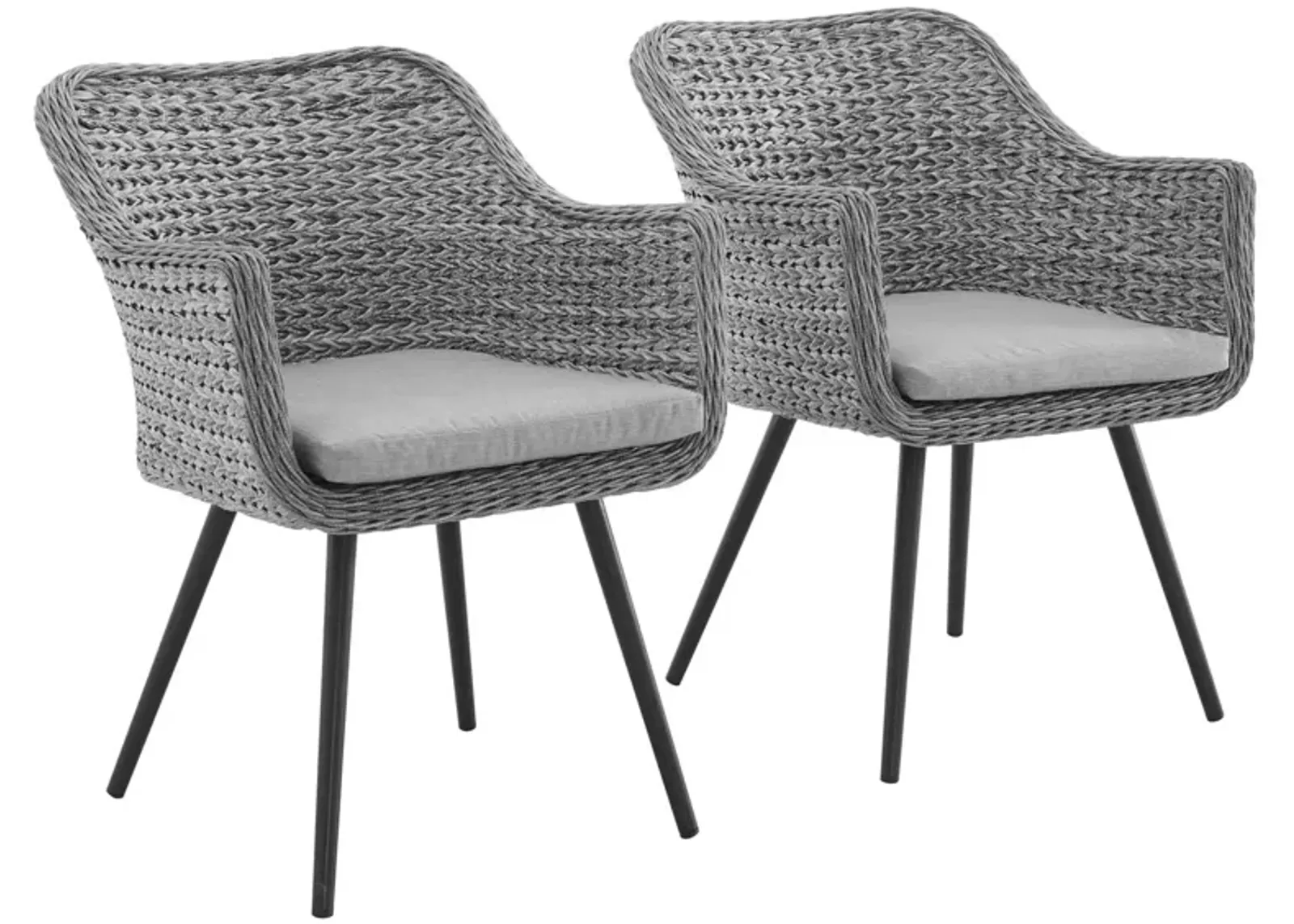 Endeavor Dining Armchair Outdoor Patio Wicker Rattan Set of 2