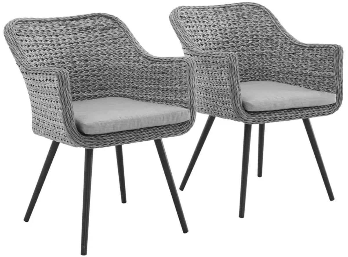 Endeavor Dining Armchair Outdoor Patio Wicker Rattan Set of 2