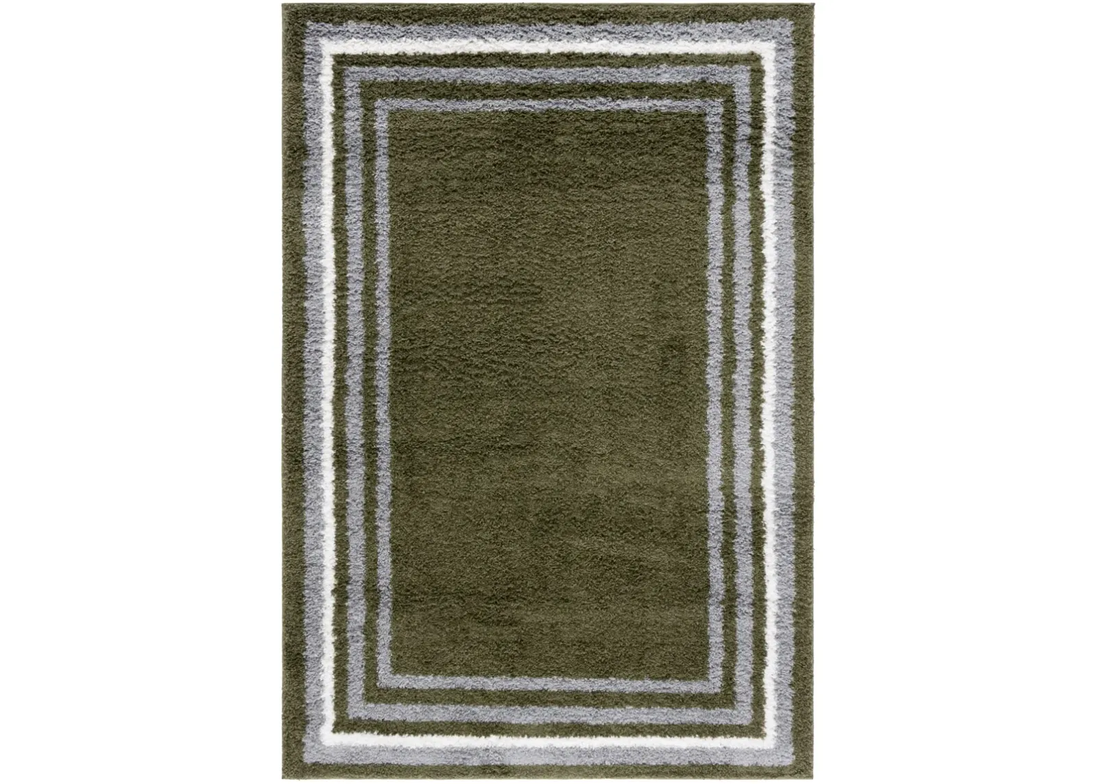 BORDER & STRIPE SHAG 251 GREEN 8' x 10' Large Rectangle Rug