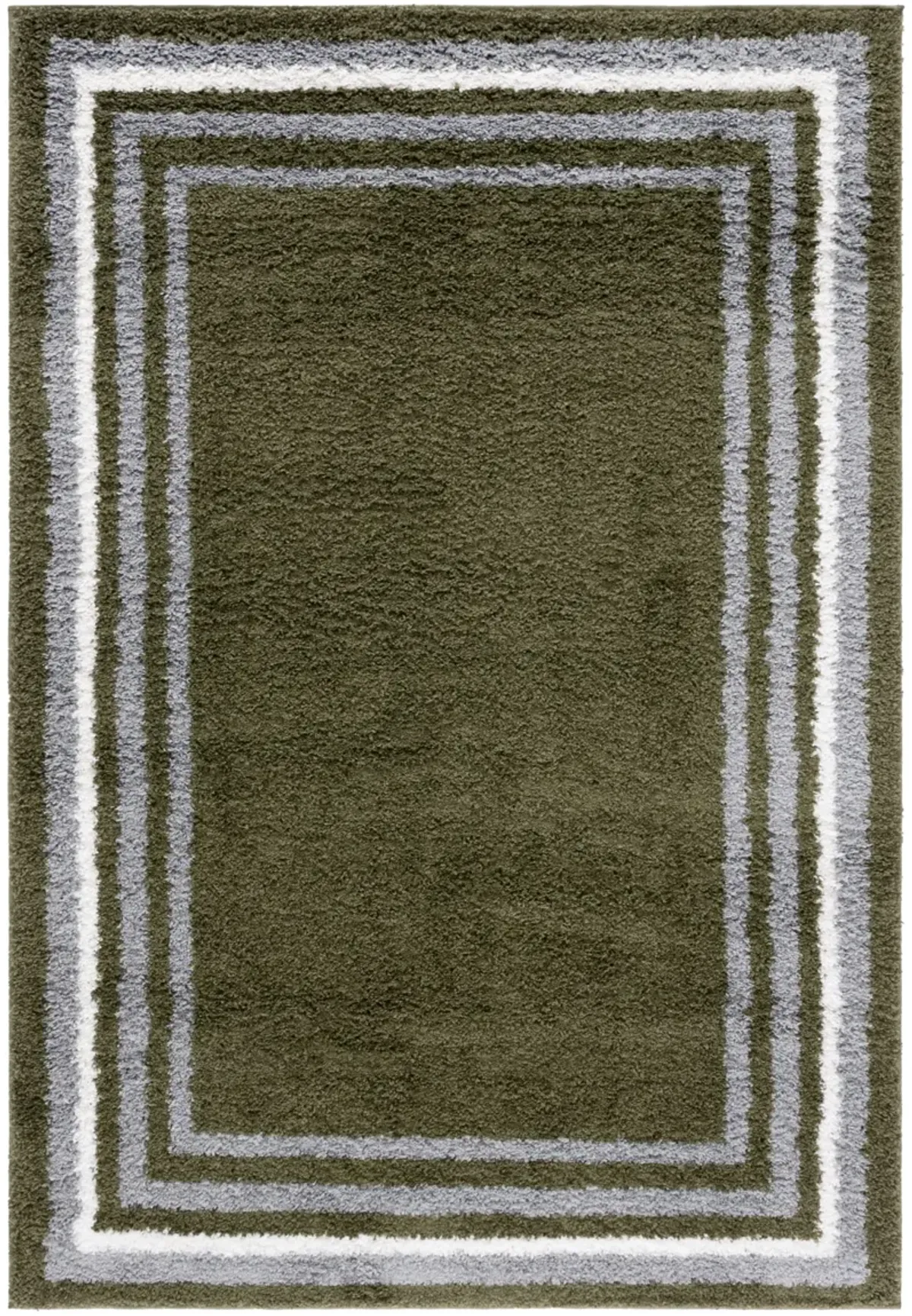 BORDER & STRIPE SHAG 251 GREEN 8' x 10' Large Rectangle Rug