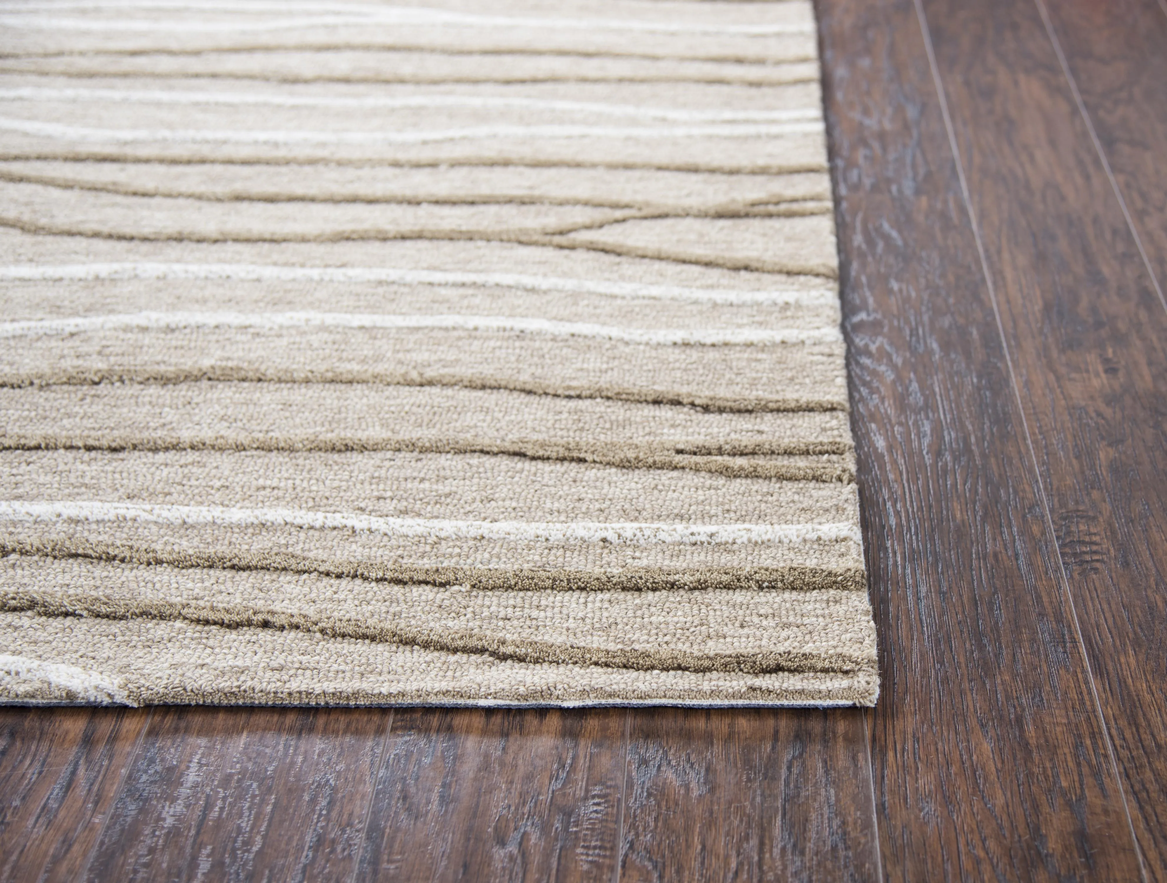 Idyllic Brown/Natural Lines Wool 2'6" x 8' Runner Rug