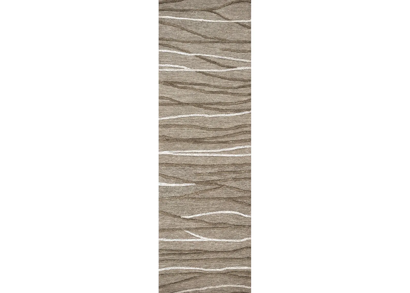 Idyllic Brown/Natural Lines Wool 2'6" x 8' Runner Rug