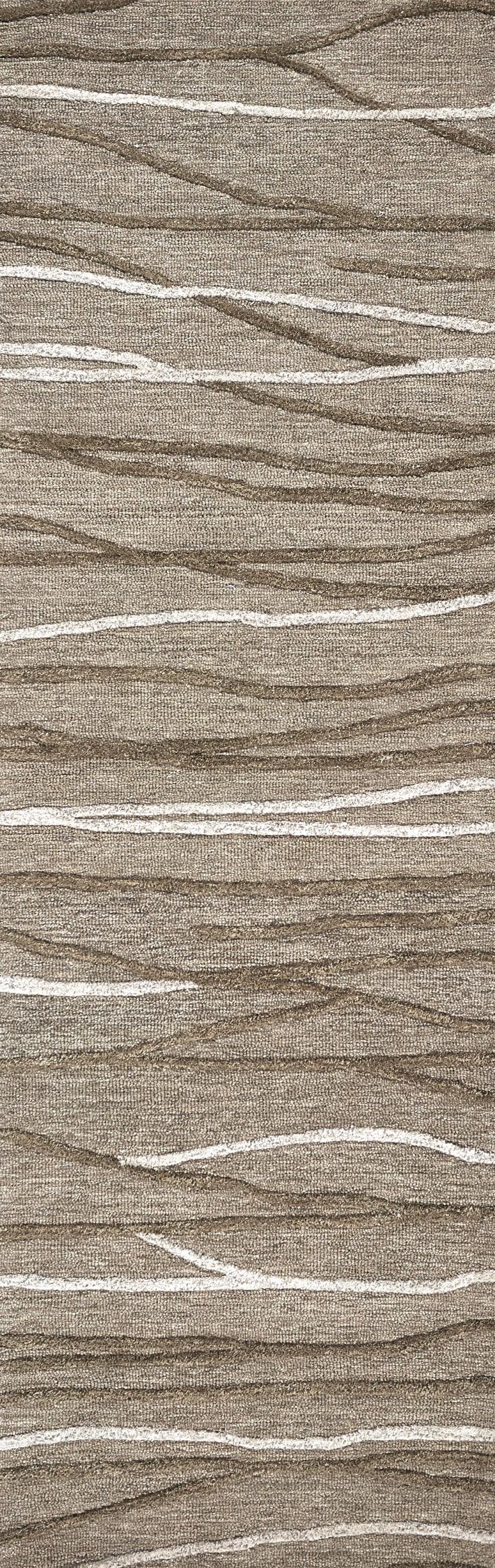 Idyllic Brown/Natural Lines Wool 2'6" x 8' Runner Rug