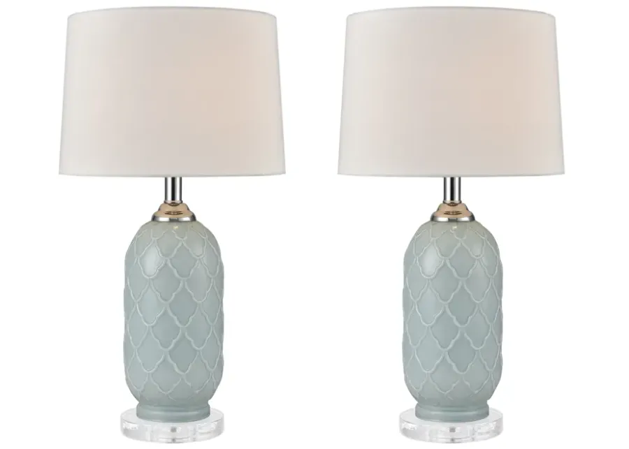 La Joliette 24" High 2-Light Table Lamp - Set of 2 Pale Blue