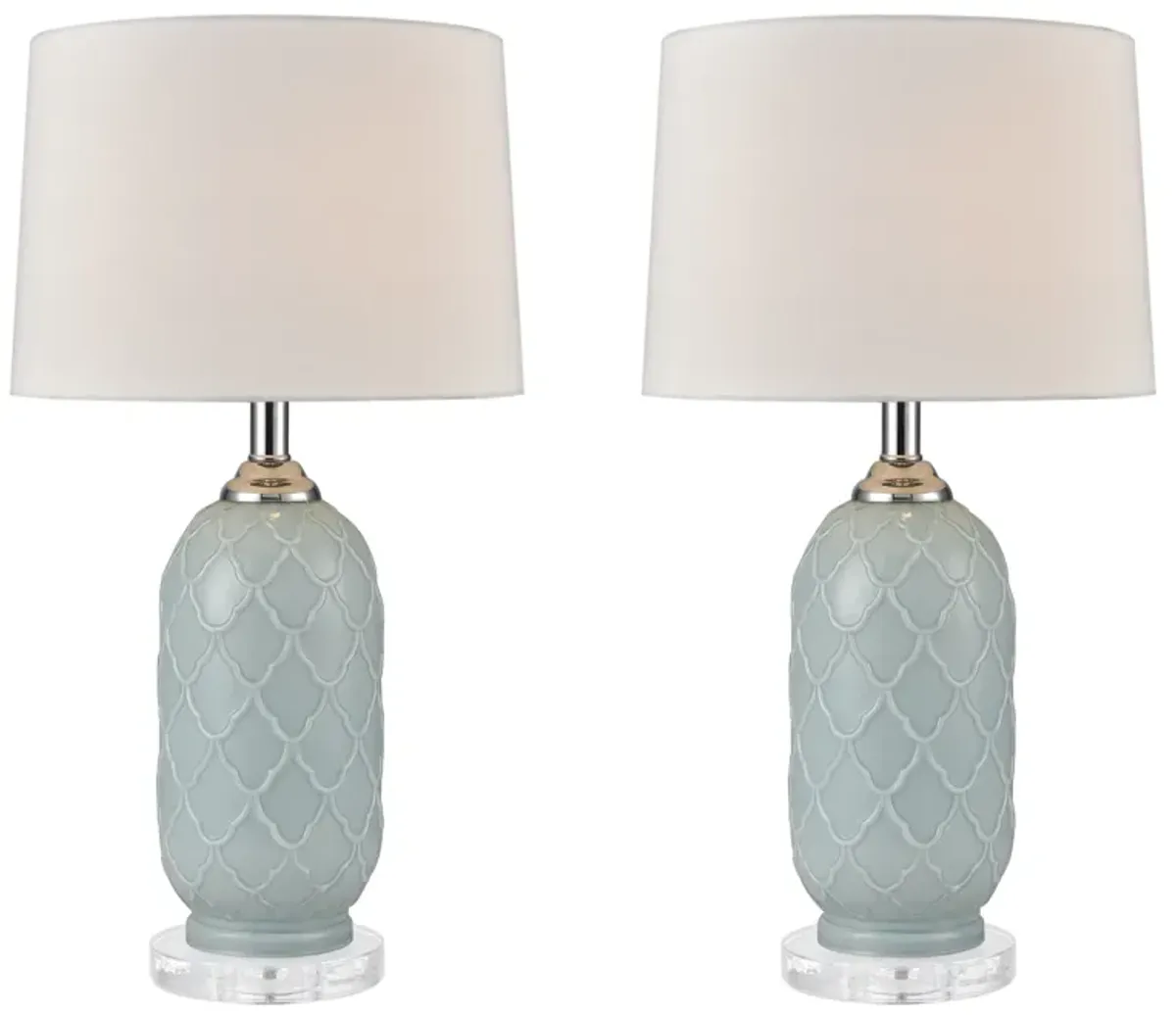 La Joliette 24" High 2-Light Table Lamp - Set of 2 Pale Blue