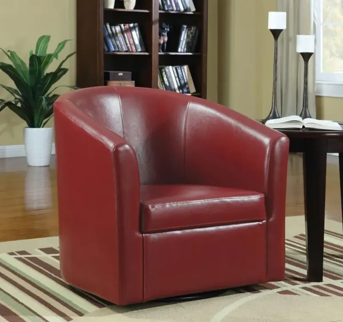 Turner Upholstery Sloped Arm Accent Swivel Chair Red