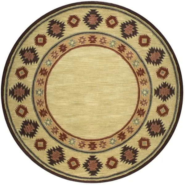 Southwest Beige Southwest/Tribal Wool 8' x 8' Round Round  Rug