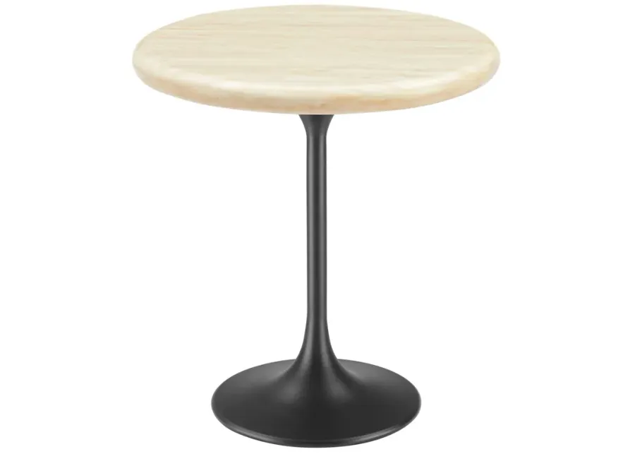 Lippa 20" Round Artificial Travertine  Side Table