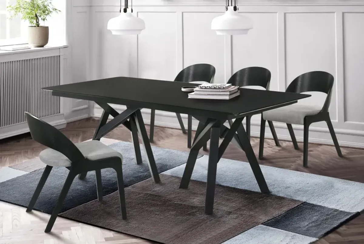 Cortina and Polly 5 Piece Black Rectangular Dining Set