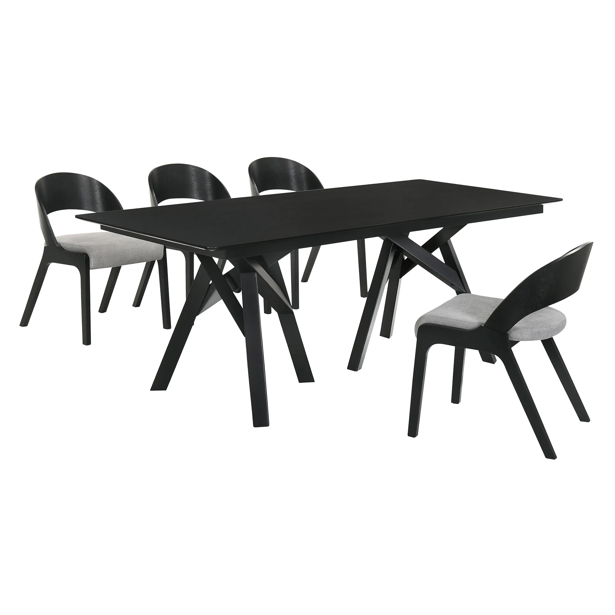 Cortina and Polly 5 Piece Black Rectangular Dining Set