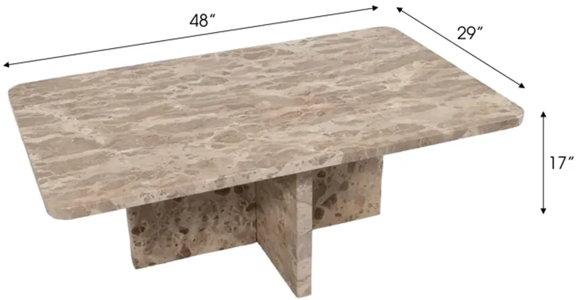 Marble, 48" Coffee Table, Brown Kd, 2boxes