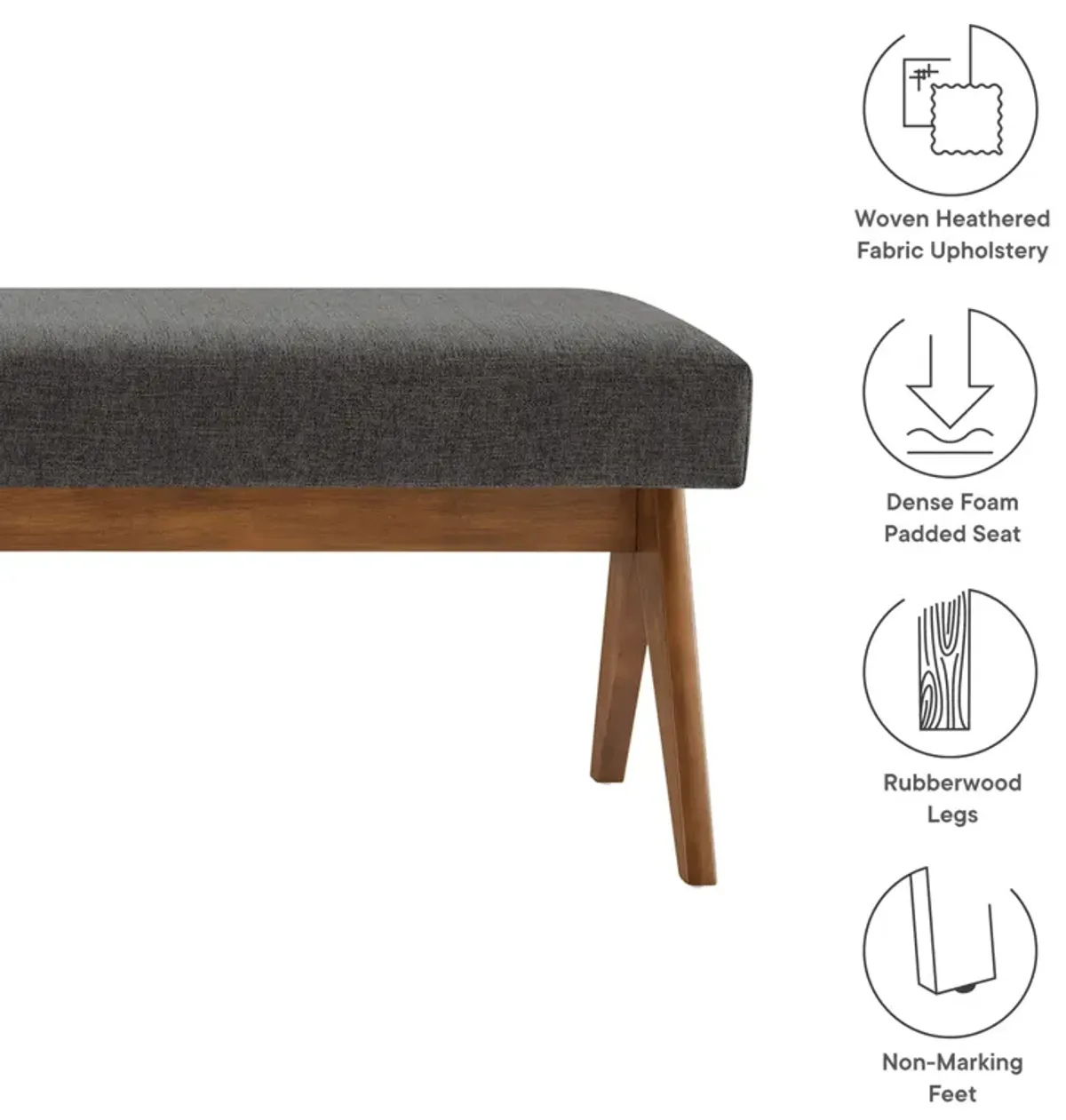 Lyra 63" Fabric Upholstered Bench by Modway