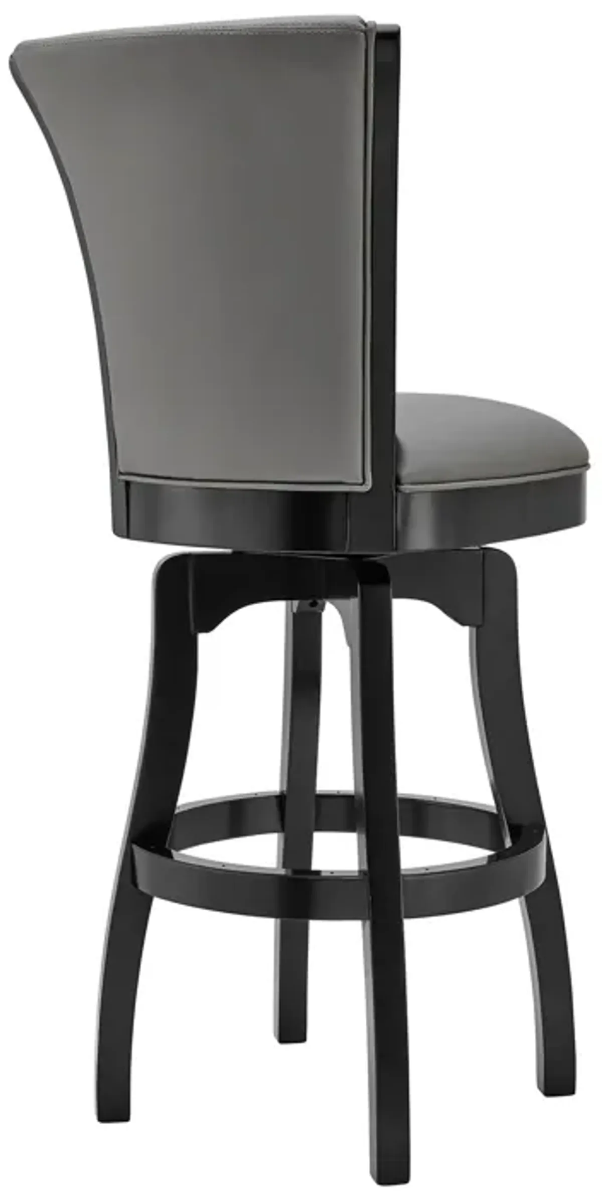 Raleigh 26" Counter Height Swivel Barstool in Black Finish and Gray Faux Leather