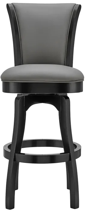 Raleigh 26" Counter Height Swivel Barstool in Black Finish and Gray Faux Leather