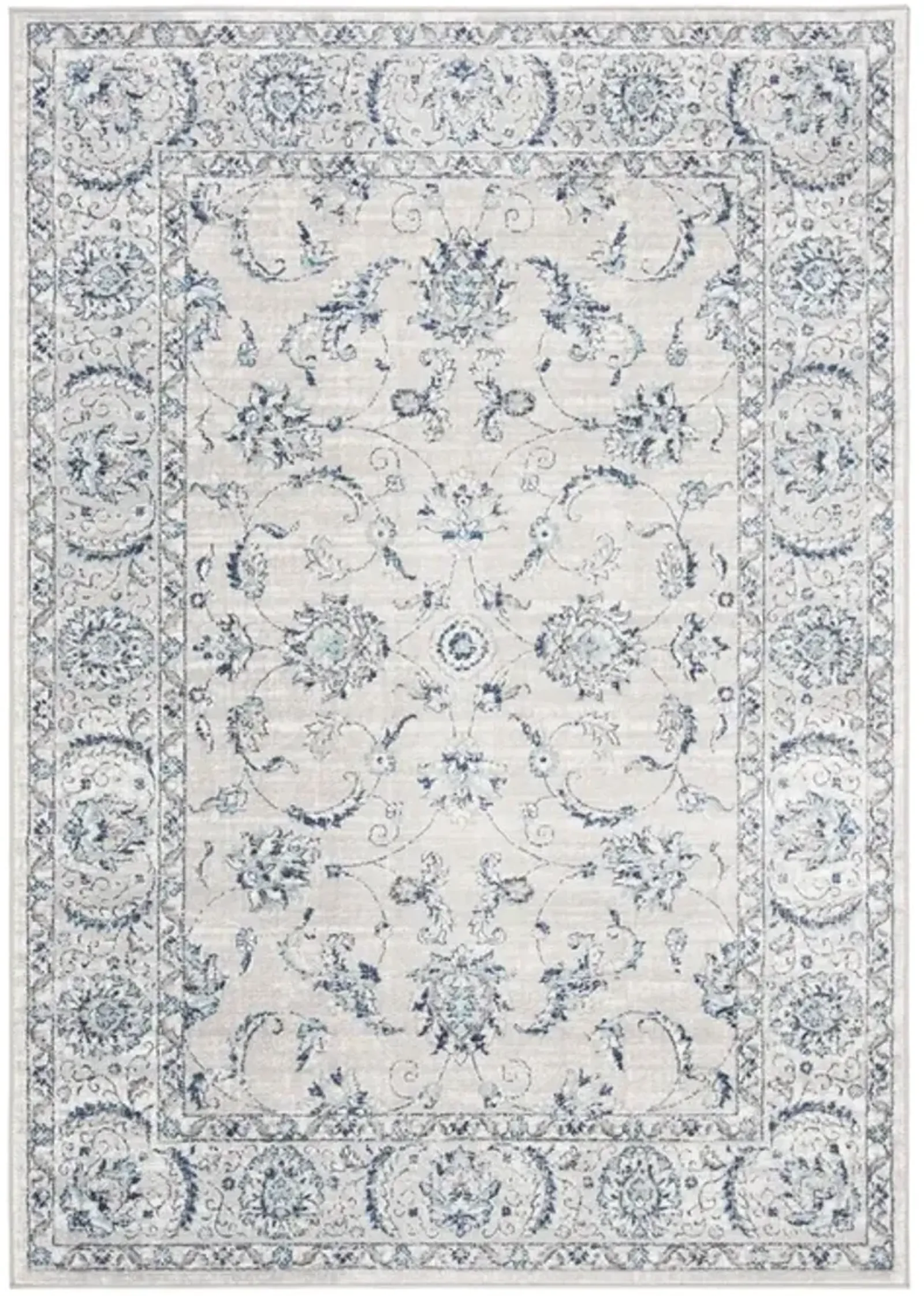 Brentwood 854 Light Grey / Blue 8' X 10' Large Rectangle Powerloomed Rug