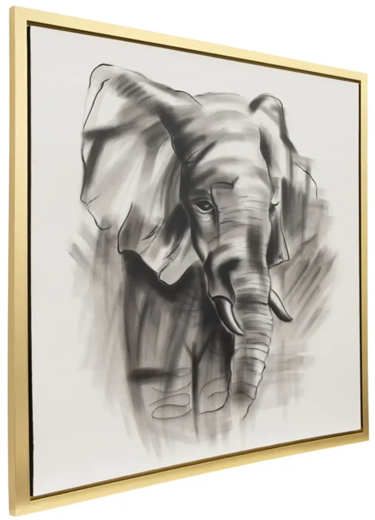 71x71, Hand Painted Elephant Beauty, Gray/wht