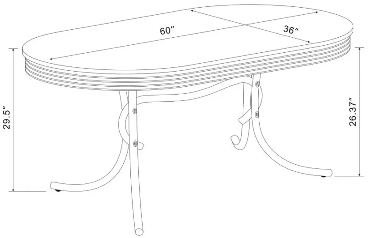 Retro Oval Dining Table Glossy White and Chrome