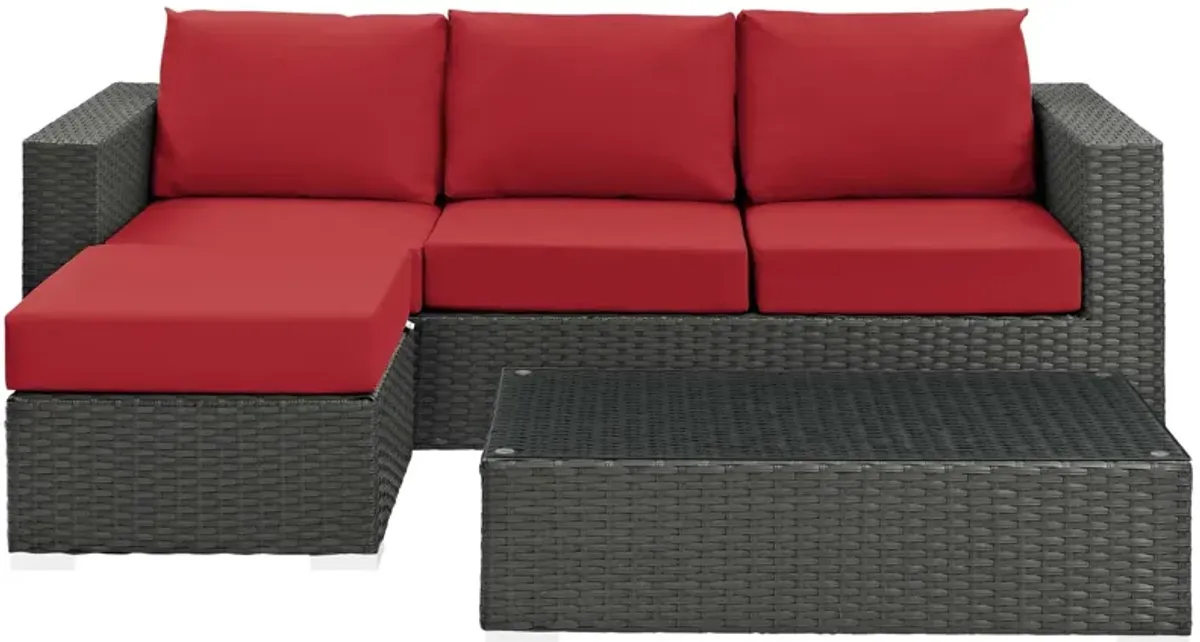 Sojourn 3 Piece Outdoor Patio Sunbrella® Sectional Set