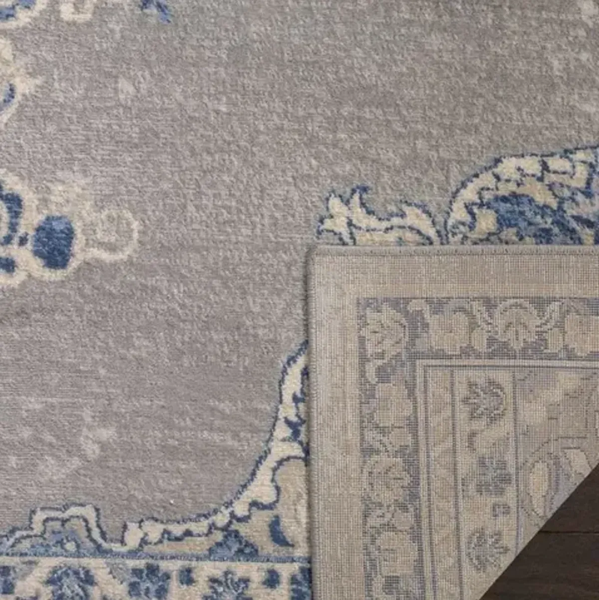 Brentwood 867 Light Grey / Blue 9' X 9' Round Round Powerloomed Rug
