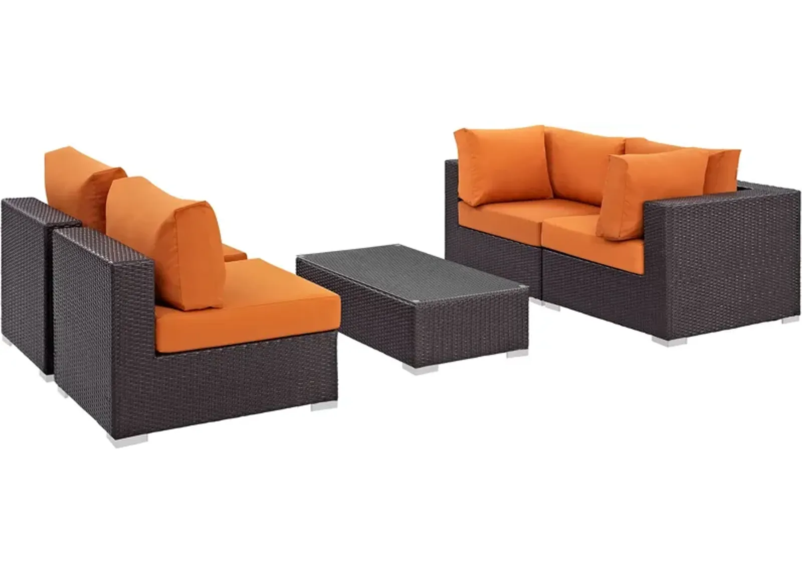 Convene 5 Piece Outdoor Patio Sectional Set