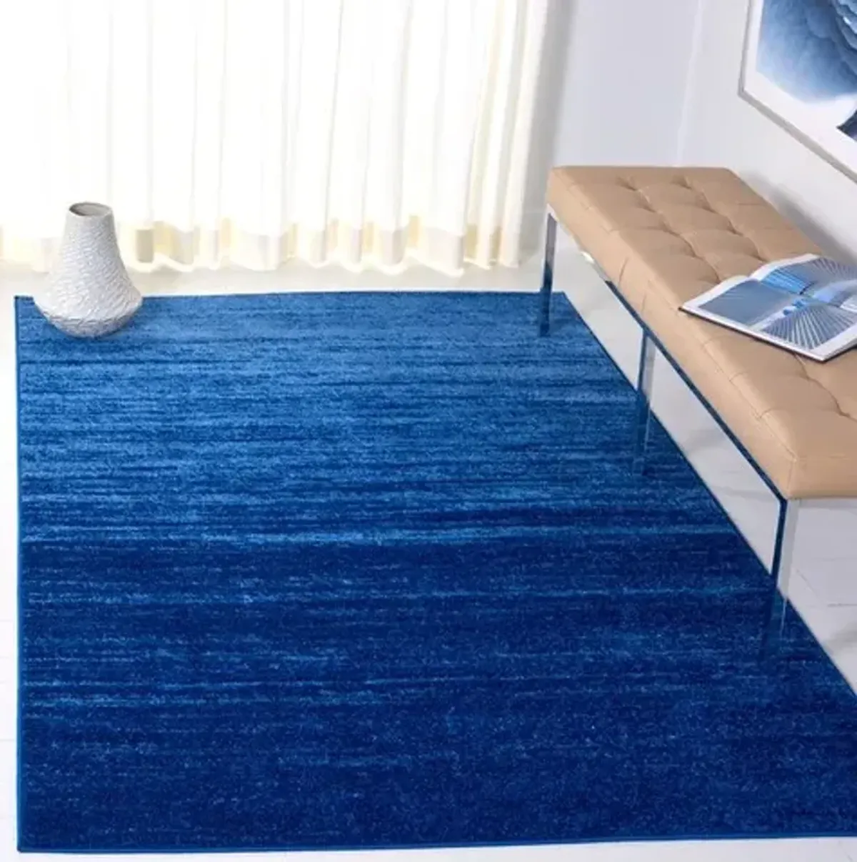 Adirondack Contemporary Light Blue / Dark Blue 6' X 6' Round Powerloomed Rug