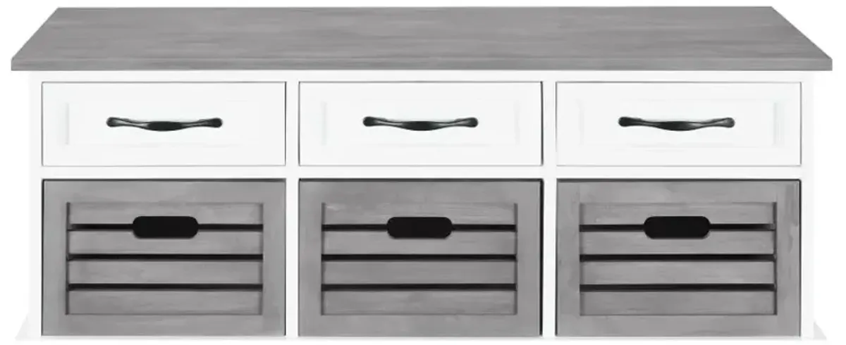 Alma 3-drawer Storage Bench White and Weathered Grey