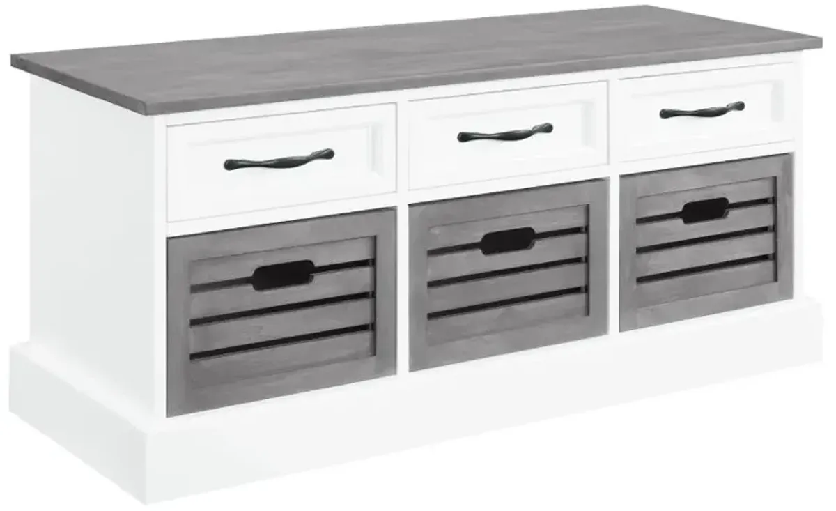 Alma 3-drawer Storage Bench White and Weathered Grey