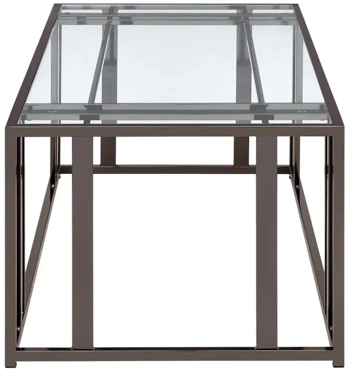 Adri Rectangular Glass Top Coffee Table Clear and Black Nickel