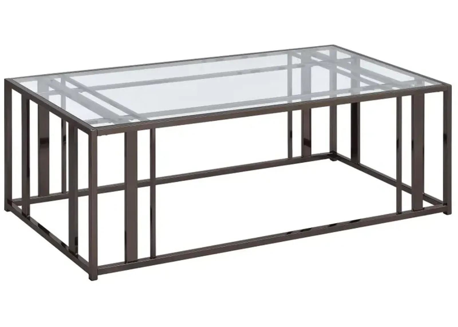 Adri Rectangular Glass Top Coffee Table Clear and Black Nickel