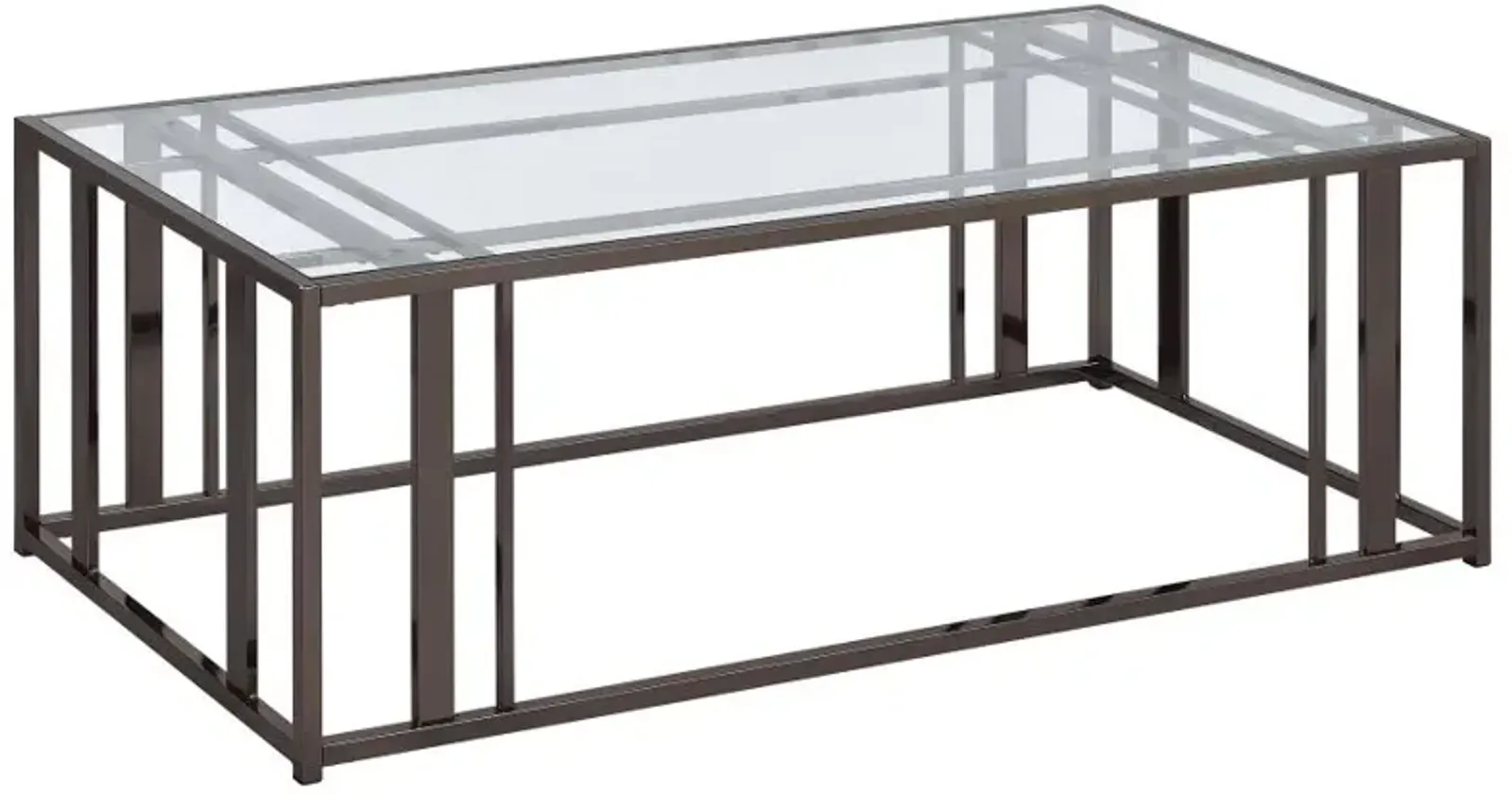 Adri Rectangular Glass Top Coffee Table Clear and Black Nickel