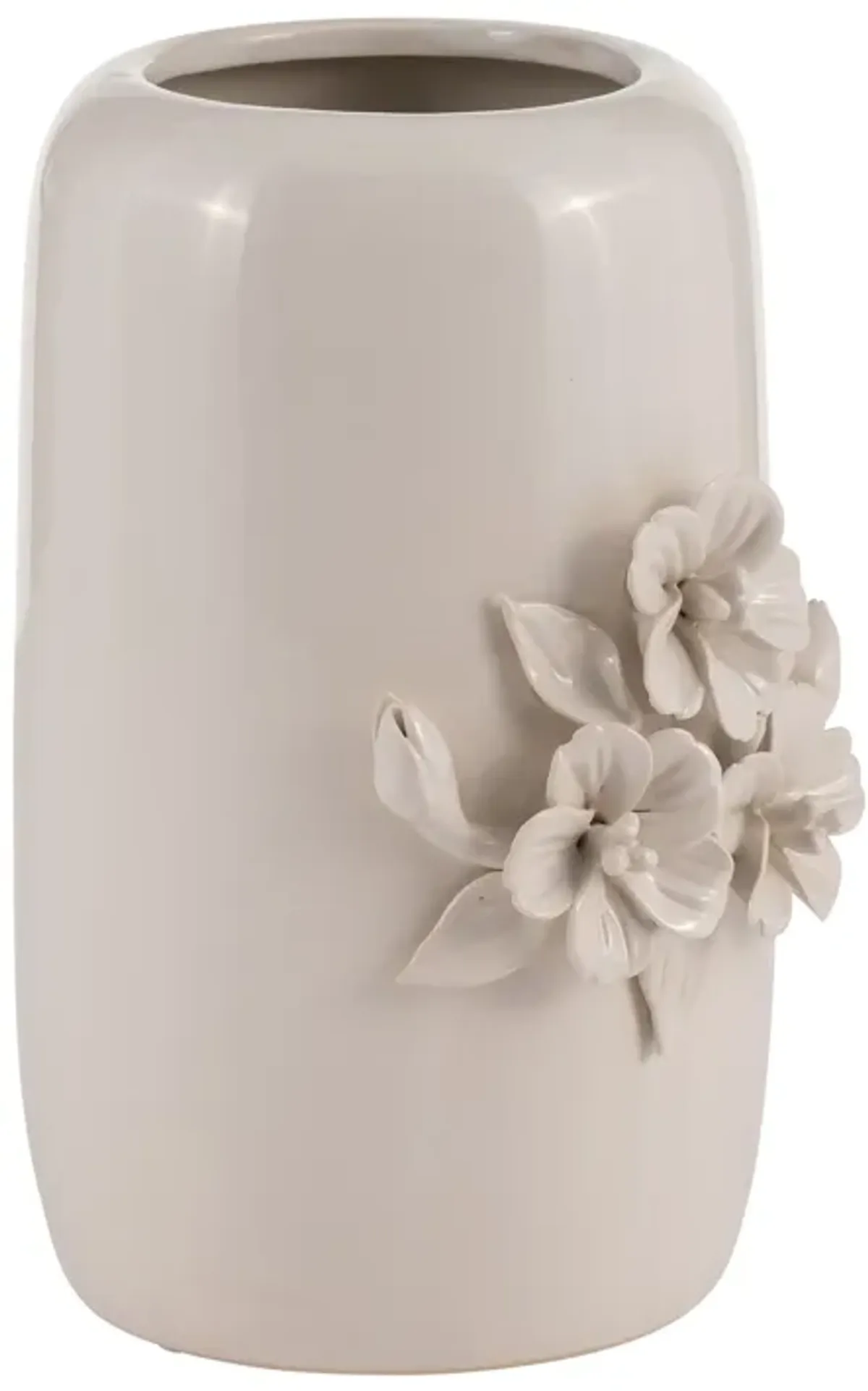 Cer, 8"h Flower Bunch Vase, Ivory