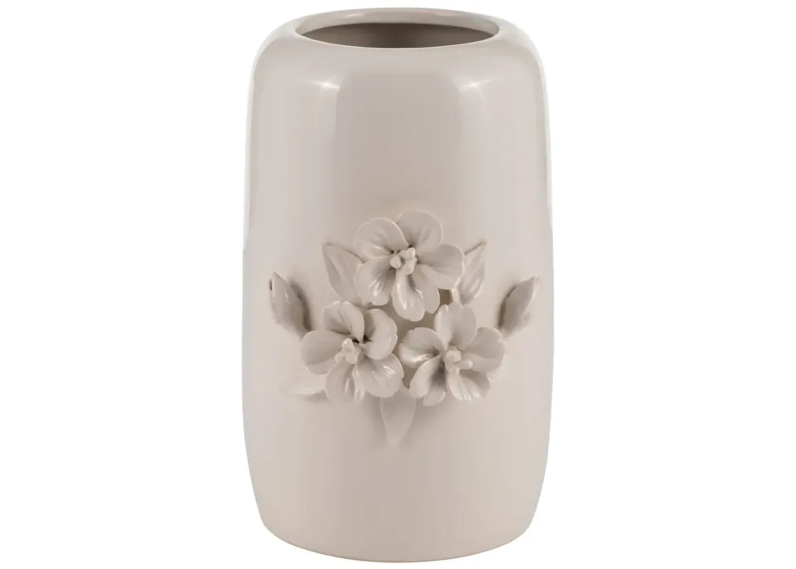 Cer, 8"h Flower Bunch Vase, Ivory