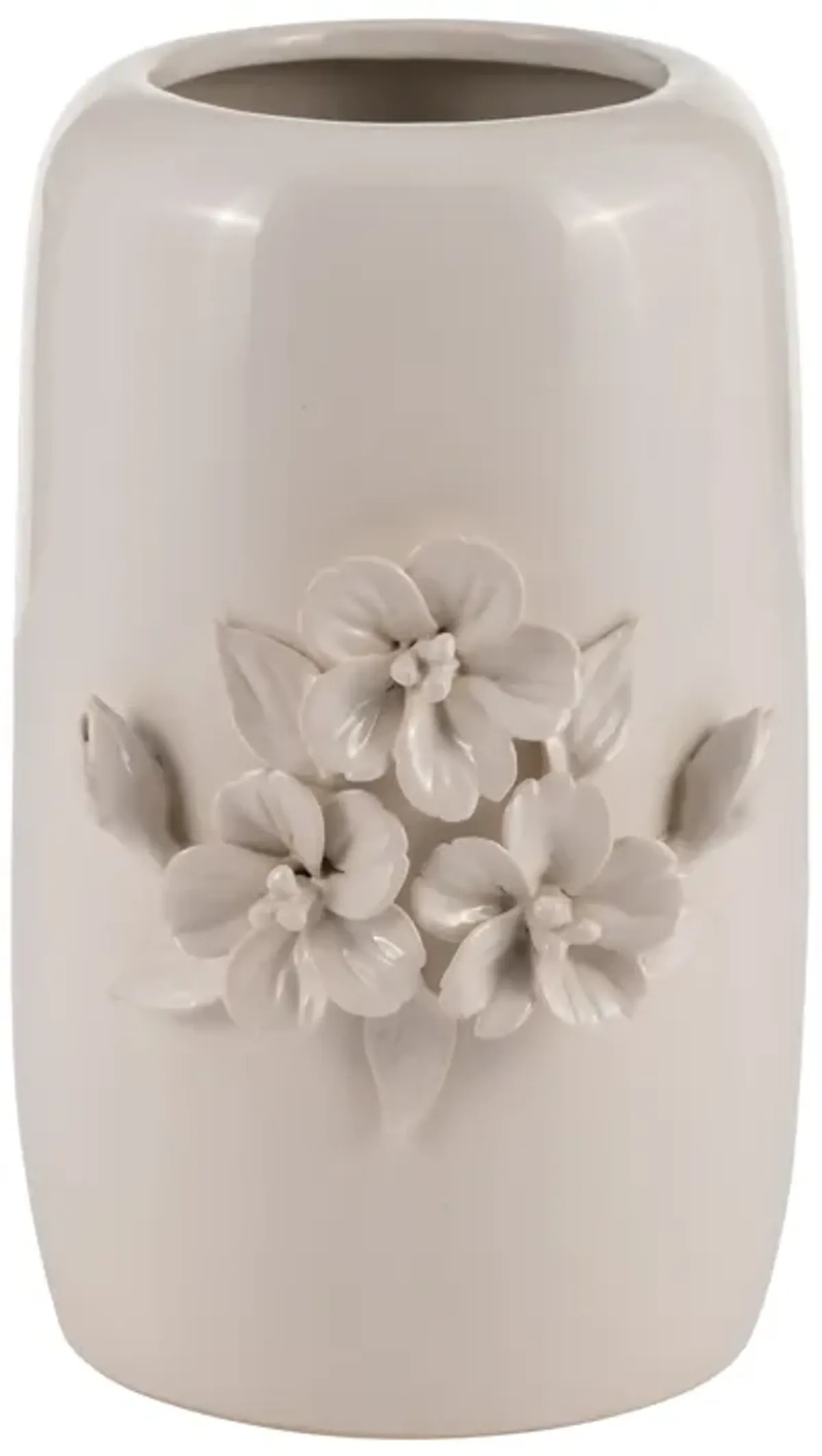 Cer, 8"h Flower Bunch Vase, Ivory