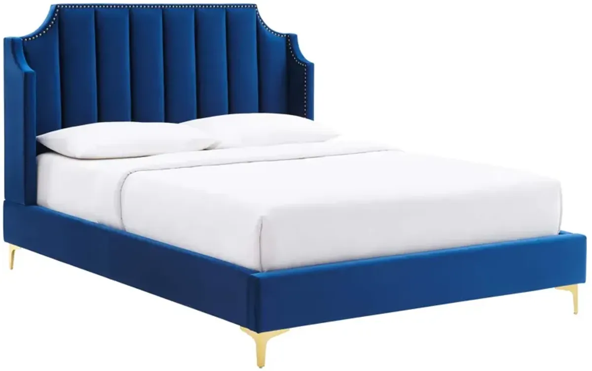 Daniella Performance Velvet Queen Platform Bed